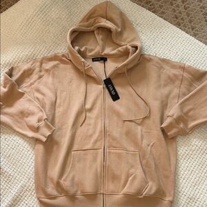 Tan Zip-Up Hoodie